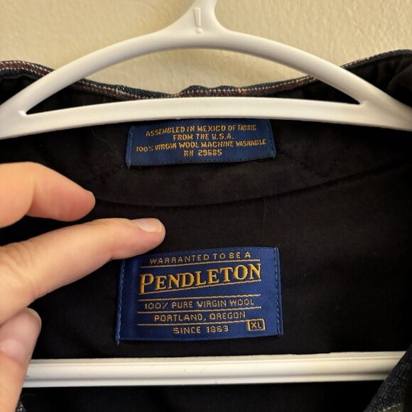 VTG Pendleton Flannel Wool Plaid Blue Button Down - Mens Size XL - Picture 3 of 9